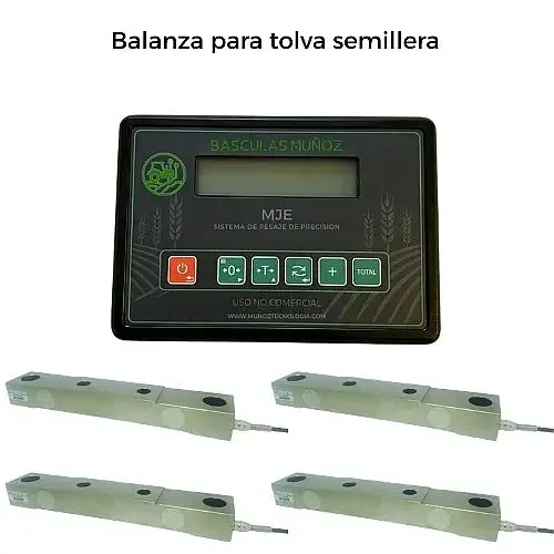 Indicador Básculas Muñoz con cuatro celdas de carga para tolva semillera
