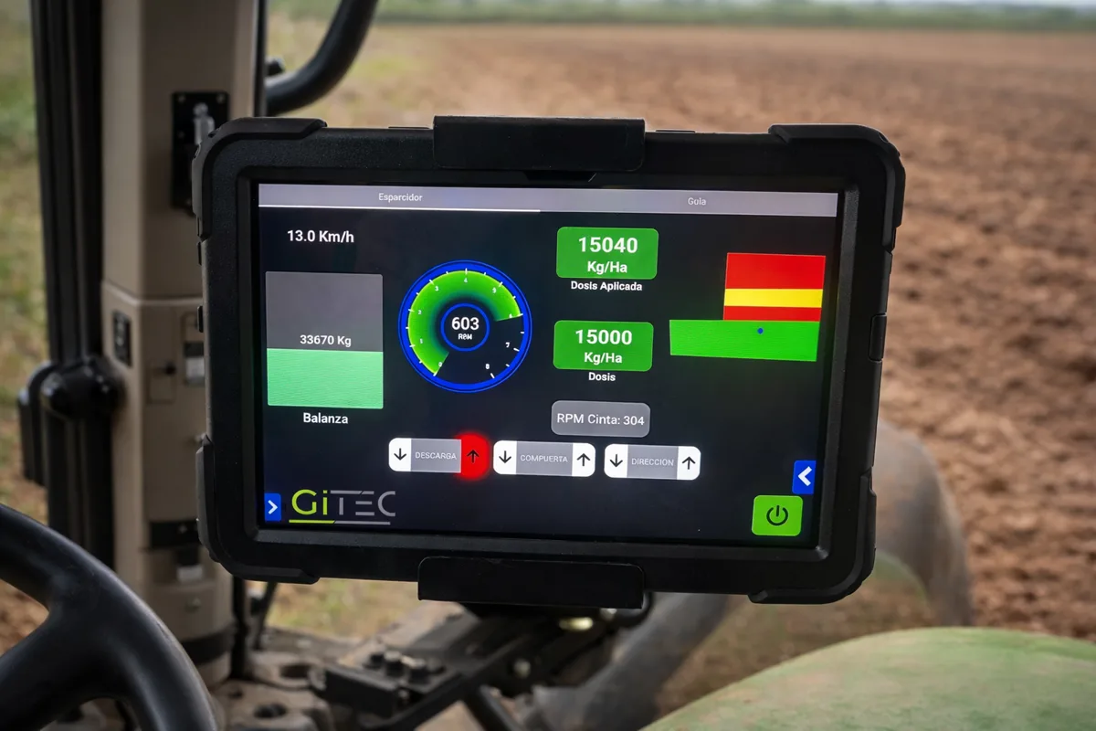 Pantalla del dosificador para esparcidoras con dosis y control de balanza