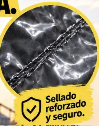 Detalle del cierre del silo bolsa realizado por termofusión con Sella-Sil